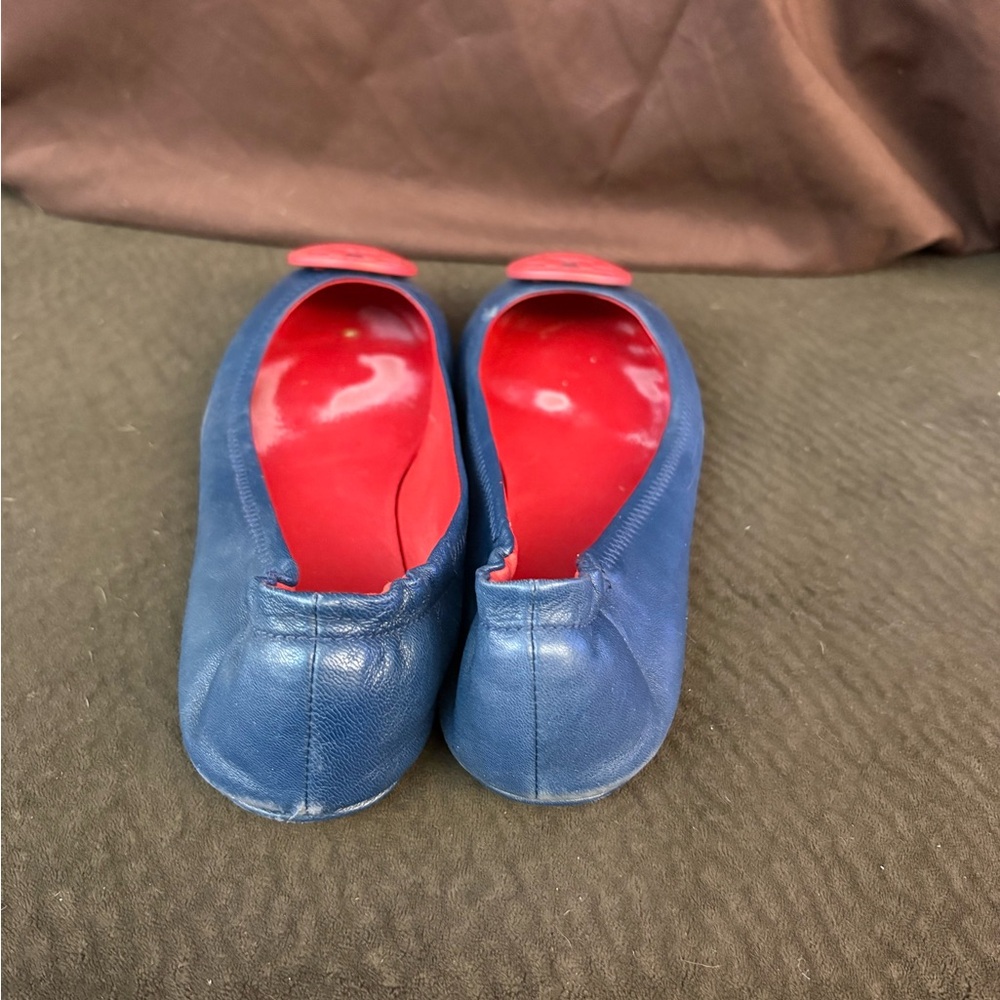 Tory Burch Reva Ballet Flats | Blue & Red Logo | Women’s Flats - Picture 2 of 4